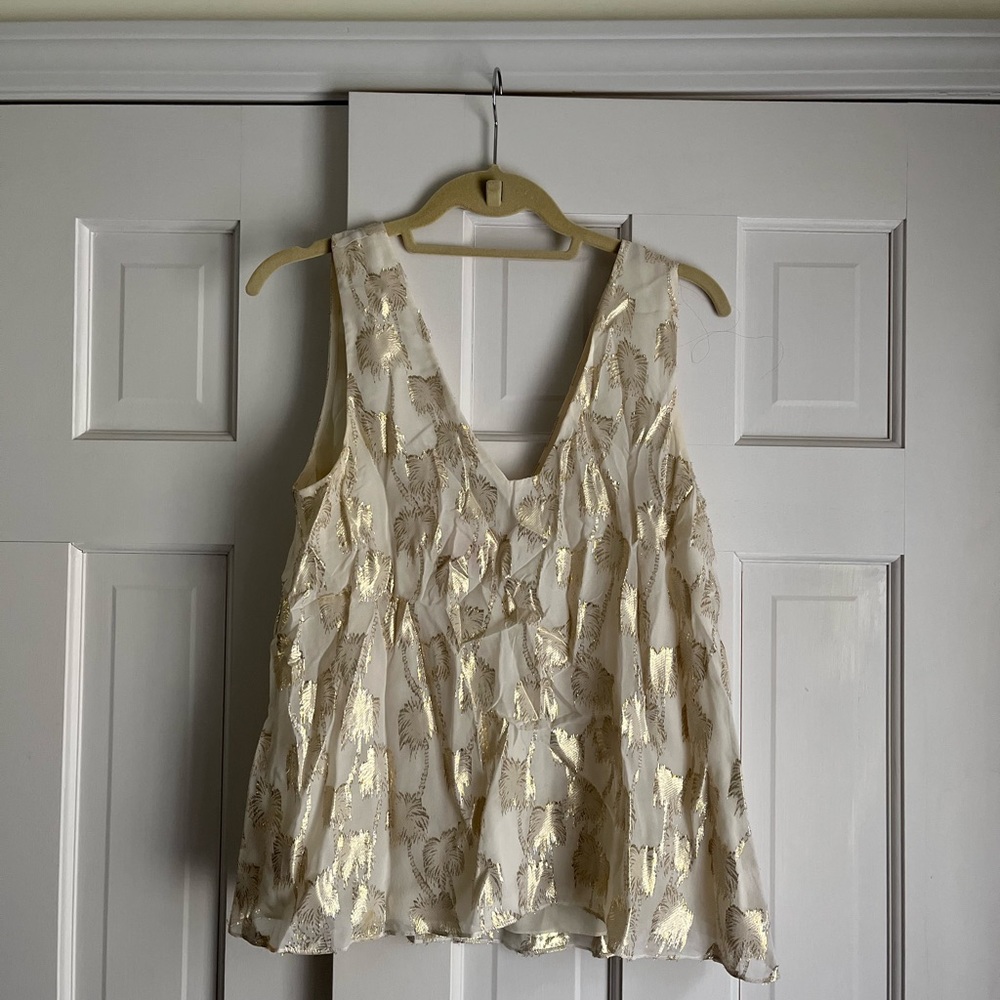 Lilly Pulitzer Owen Silk Top Palm Tree